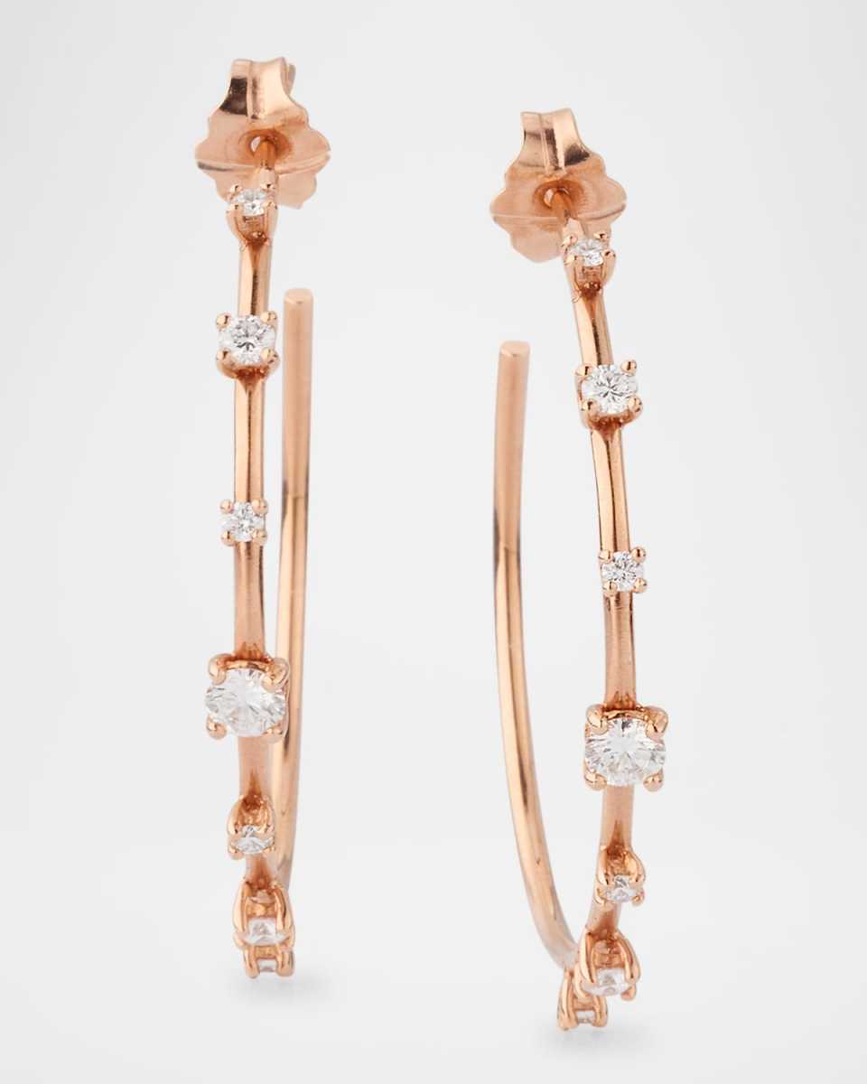 14K Solo Diamond Hoop Earrings, 30mm